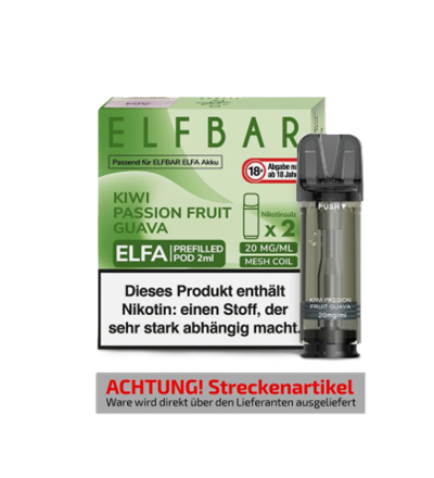 Elfbar ELFA Pod Kiwi Passion Fruit Guava – 20 mgml (2er Pack)