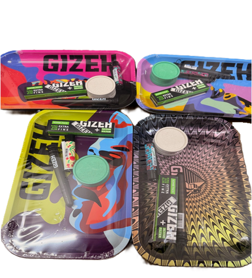 1x Gizeh Tray + Grinder+ Clipper+ Tube+ Gizeh Long Papers + Active Filter