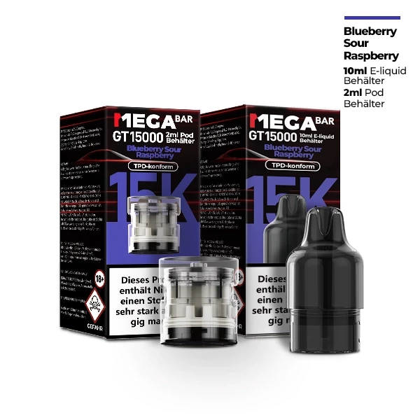MEGABAR GT15000 Prefilled Pod-Liquid – Blueberry Sour Raspberry