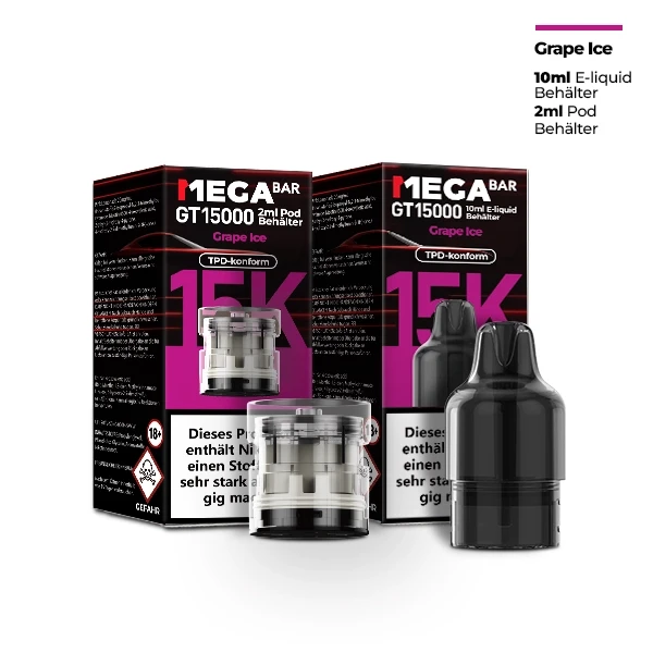 MEGABAR GT15000 Prefilled Pod-Liquid – Grape Ice