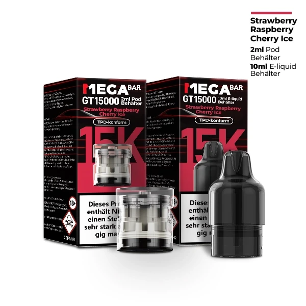 MEGABAR GT15000 Prefilled Pod-Liquid – Strawberry Raspberry Cherry Ice