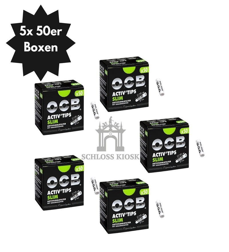 OCB Activ Tips Slim 7mm – Aktivkohlefilter (5x 50 Stück)