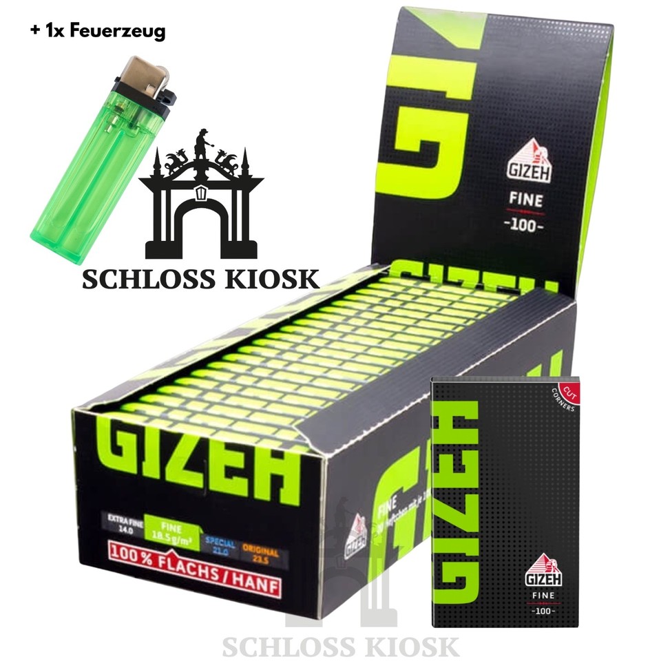 20x Gizeh Grün BLACK Fine Drehpapier – 100 Blatt mit Magnetverschluss