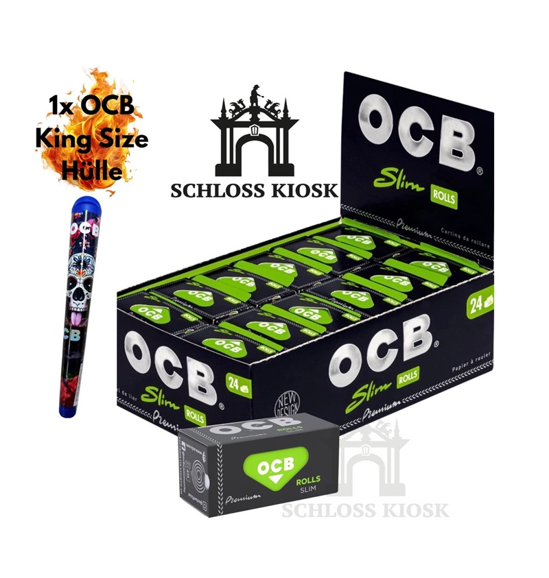 24x OCB Premium Rolls Slim Papers – 4 m Papier pro Rolle inkl