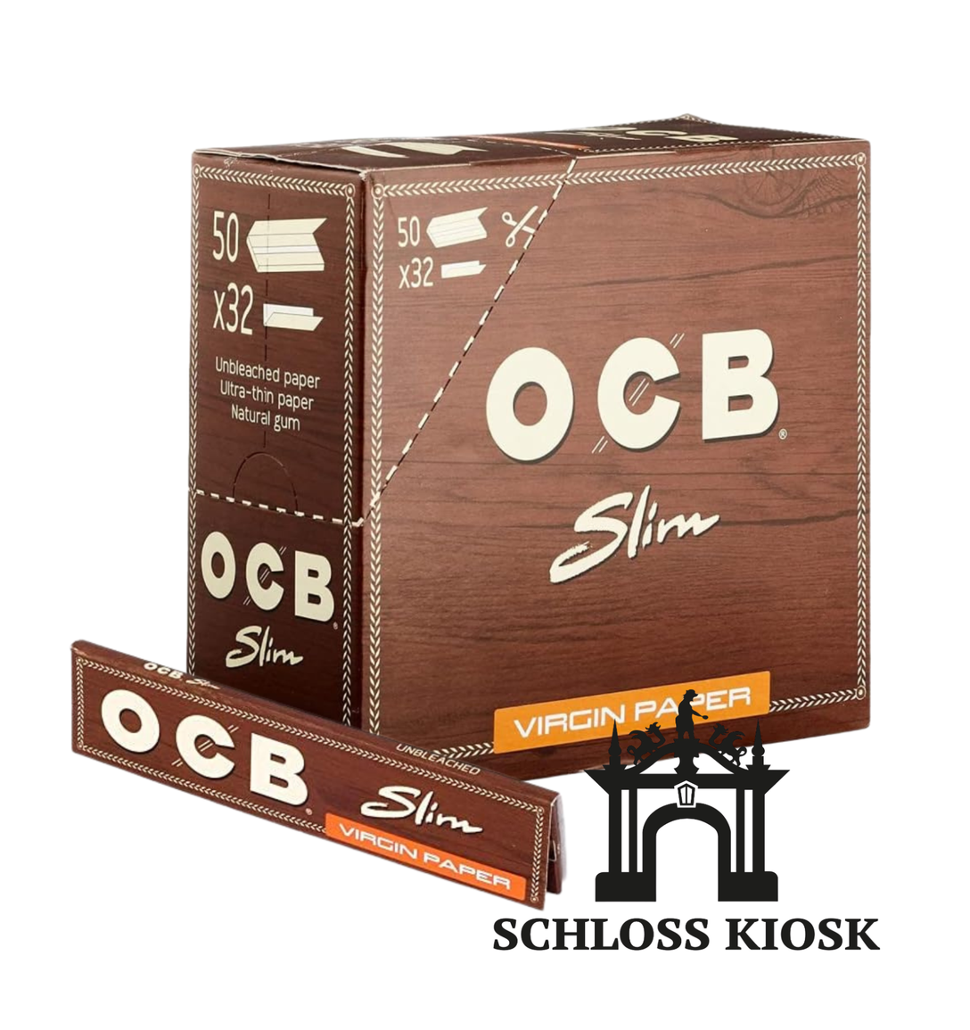 50x OCB Virgin Slim Blättchen – Unbleached Long King Size Papers
