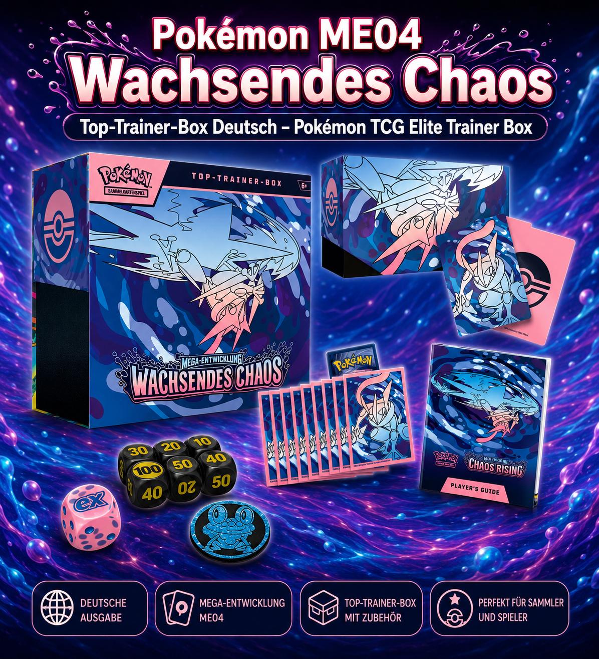 Pokémon-Sammelkartenspiel Boosterbundle Mega-Entwicklung – Wachsendes Chaos (6 Boosterpacks)